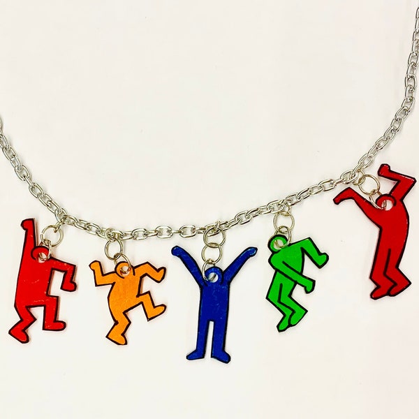 Art Lover Necklace, Inspired by Keith Haring Necklace, Art Necklace, Pop Art Necklace, Art Teacher Necklace, Art Gift