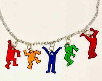 Art Lover Necklace, Inspired by Keith Haring Necklace, Art Necklace, Pop Art Necklace, Art Teacher Necklace, Art Gift