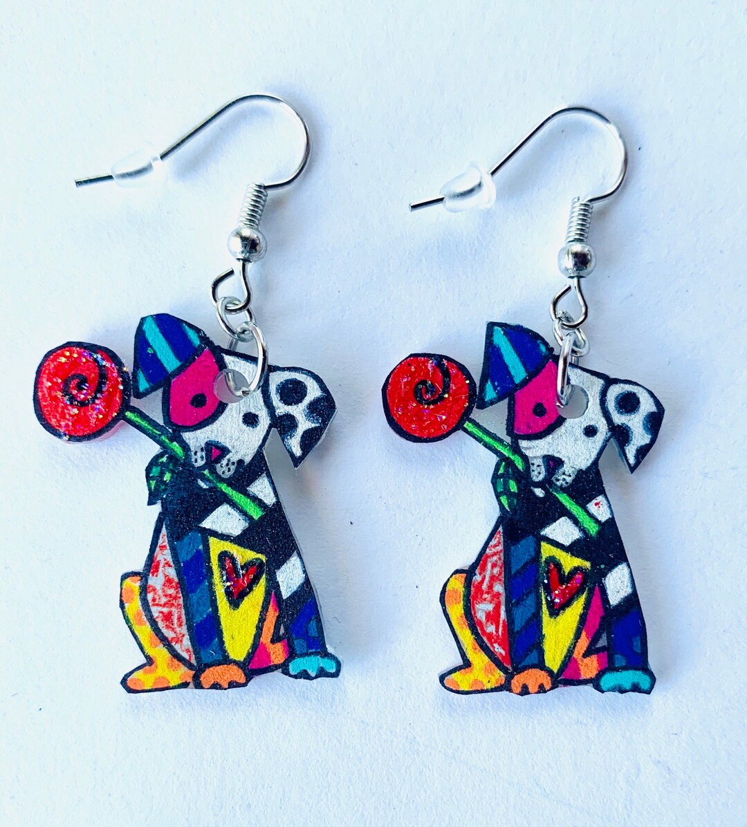 Art Lover Earrings Inspired by Romero Britto Earrings Art Etsy