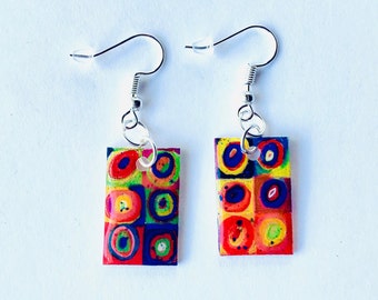 Art Lover Earrings, Inspired by Kandisky Earrings, Art Earrings Pop Art Earrings, Art Teacher Earrings, Circle Earrings