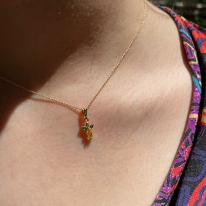 dainty pineapple necklace,minimalist necklace,gift for her, gold plated chain,fruit necklace,delicate necklace,cute necklace,fiddle necklace