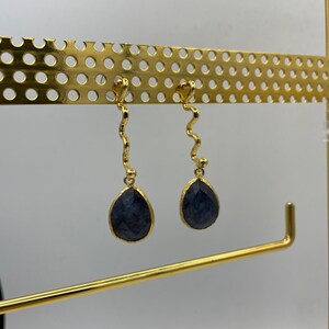 Natural Ceyt stone twisted wire stud gold plated earrings