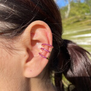 Minimalist earcuff no piercing,Pink zircon conch earcuff,cartilage hoop earrings,dainty earcuff,no holes,ear wear,fidget earcuff wrap