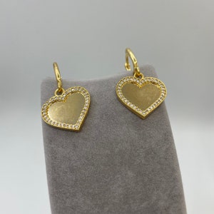 Heart dangling huggie hoop earrings zircone,gold plated toy earrings, clip on mirror earrings,caitlyn minimalist dainty hoops,fidget earring