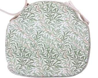 William Morris - Willow Bough Sage 100% Cotton Large Spindle Back Tie-On Seat Pads Dining/Patio/Garden/Kitchen
