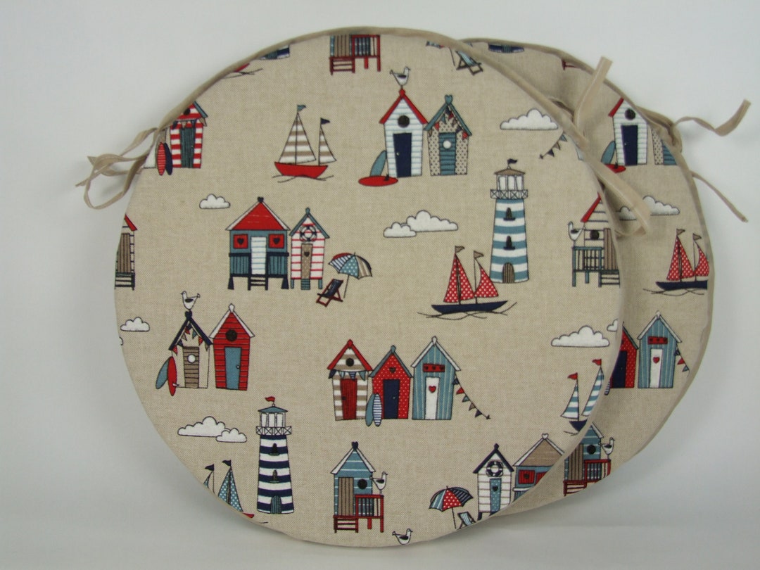Set of 2 Seaside Linen Bistro/round Seat Pads Etsy UK