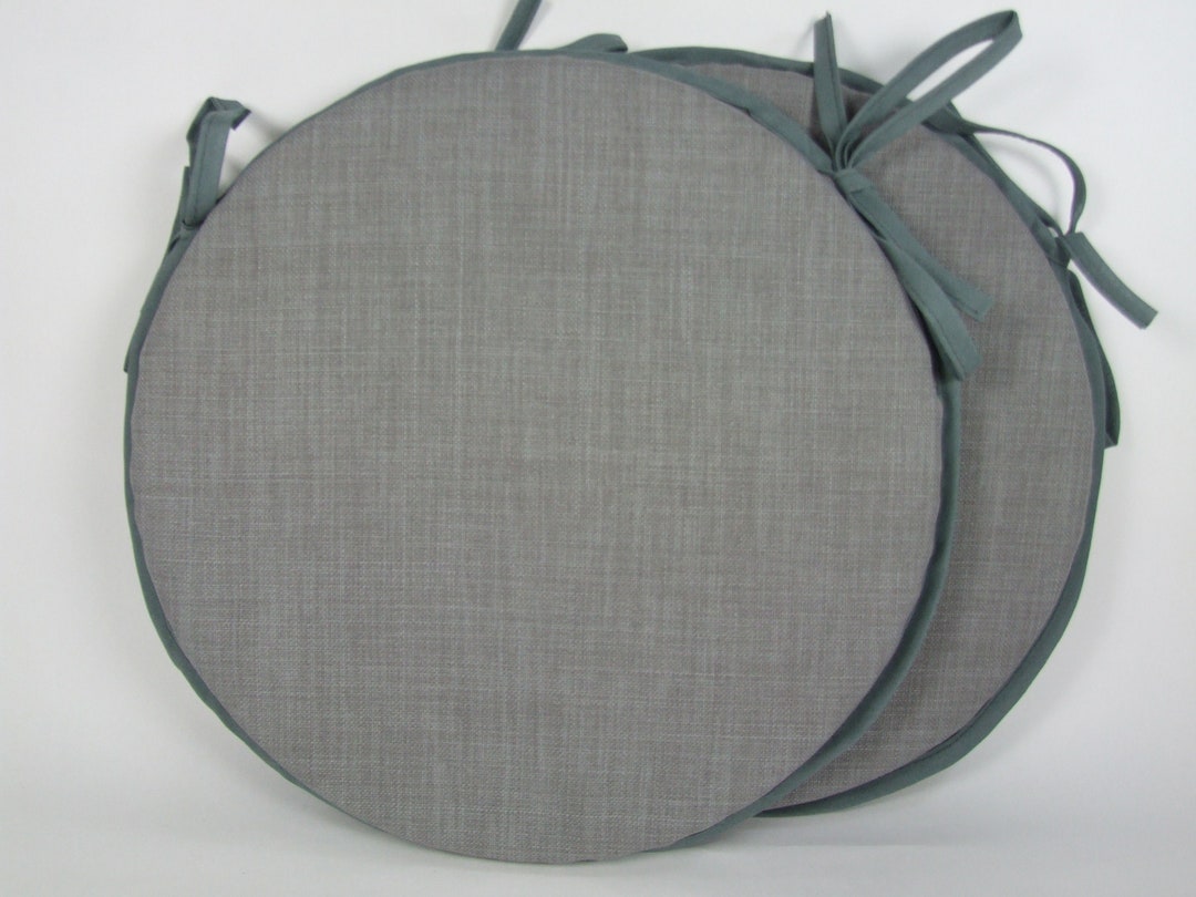 Set of 2 Grey Linen Bistro/round Seat Pads Etsy UK
