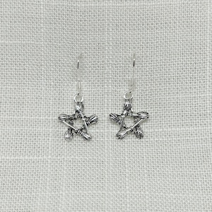 925 Sterling Silver Witches Besom Broomstick Pentagram Drop Earrings | Pagan | Wicca | Wiccan | Witchcraft | Gifts for Witches | Witchy