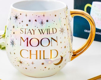 16 oz Gift Tag New ~ “Celestial " Moon Child Numerology Stars Coffee /Tea Mug