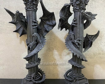 Dragon Candlestick Holders Set of 2 | Altar | Tableware | Homeware | Pagan | Wicca | Wiccan | Gothic | Gifts for Witches | Baroque | Dragons