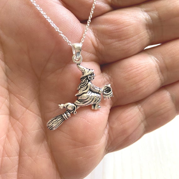 Gatto Su Un Manico Di Scopa, Stregoneria Pagana Wiccan Delle Streghe, Splendido Regalo Gioielli Wiccan Regalo Di Halloween - Foto 4