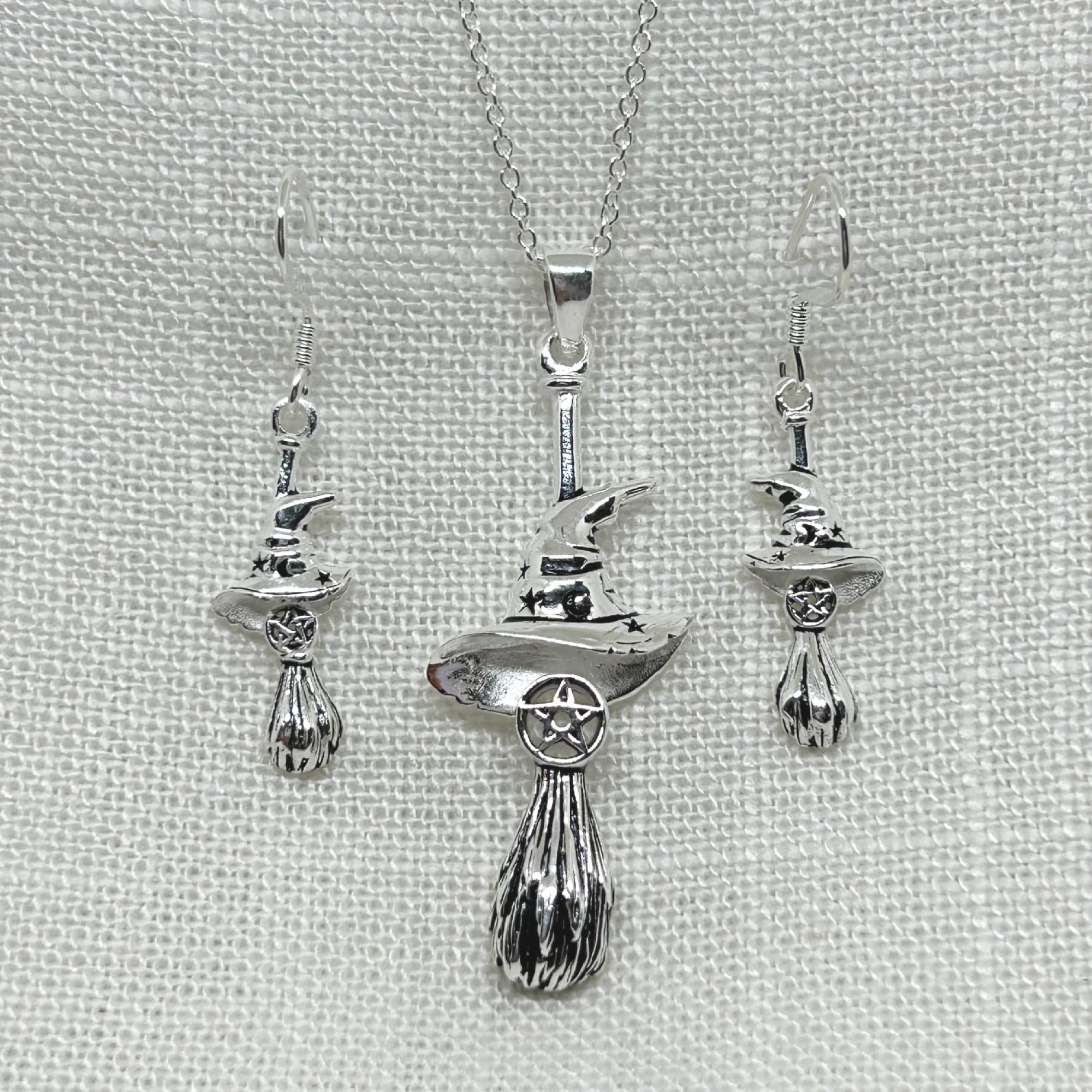 Orecchini da strega in argento Sterling a forma di mezzaluna