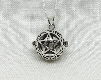 925 Sterling Silver Pentacle Locket Necklace | Pendant | Jewellery | Crystals | Gemstones | Keepsakes | Pagan | Wiccan | Gifts for Witches