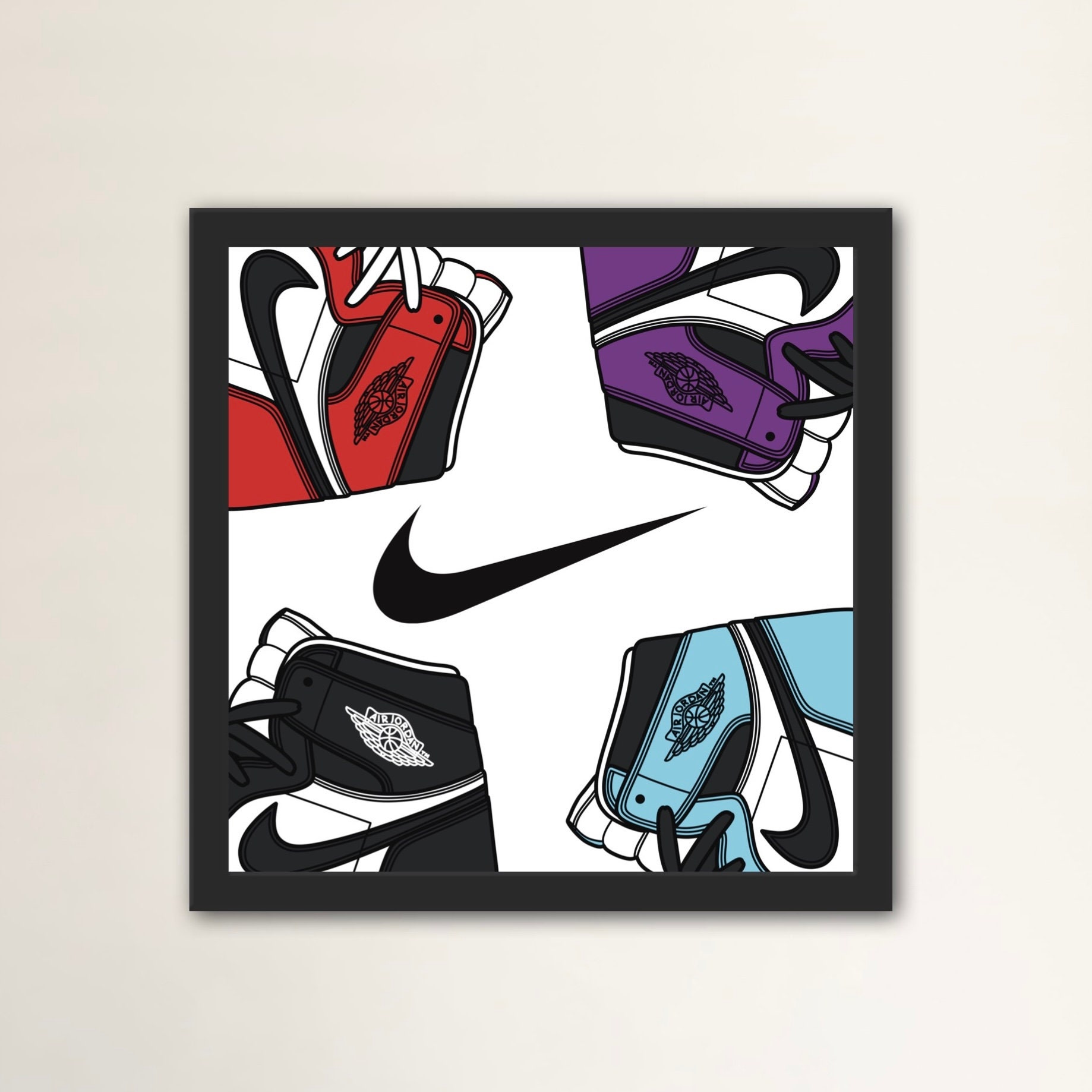 Nike Jordan 1 x Oliver Gal Canvas Wall Art Sneaker “Obsidian & Bred x LV  ” 20x28