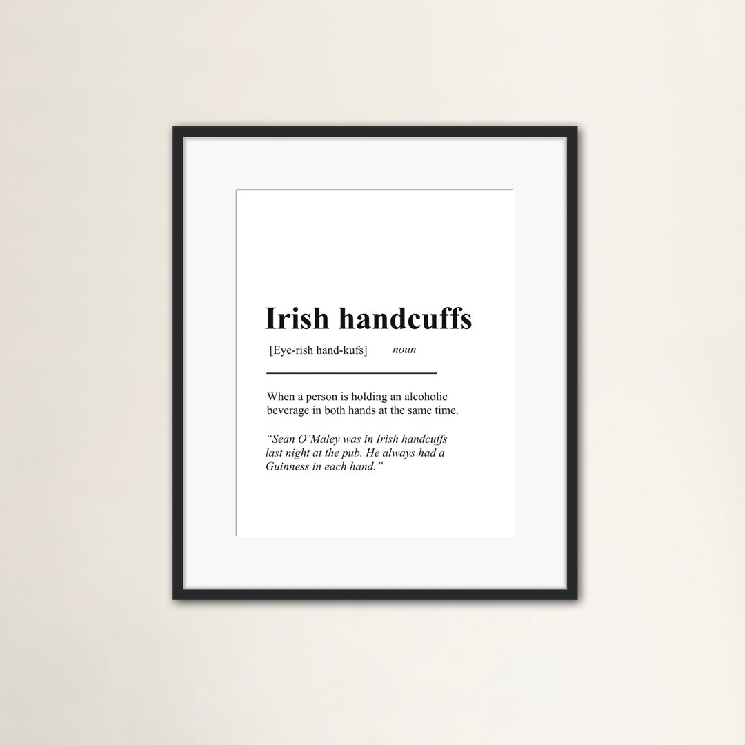 Irish Handcuffs Slang Definition Print Funny Wall Art Etsy UK