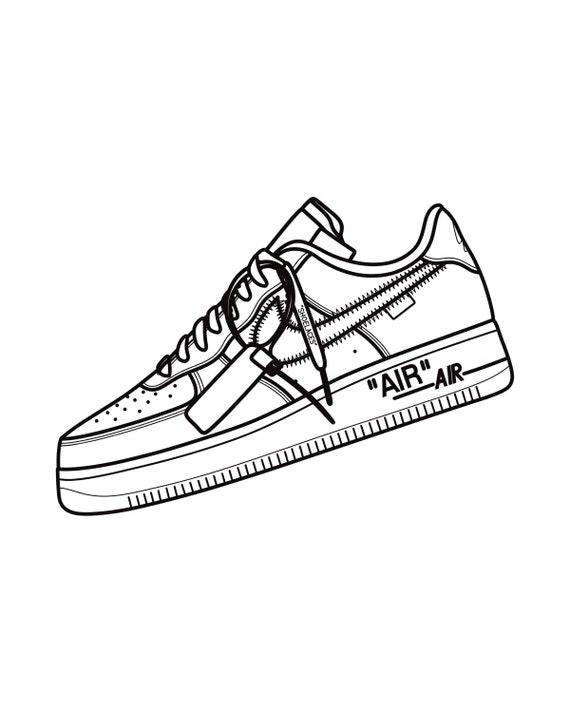 Air Force 1 off White Sneaker Drawing 