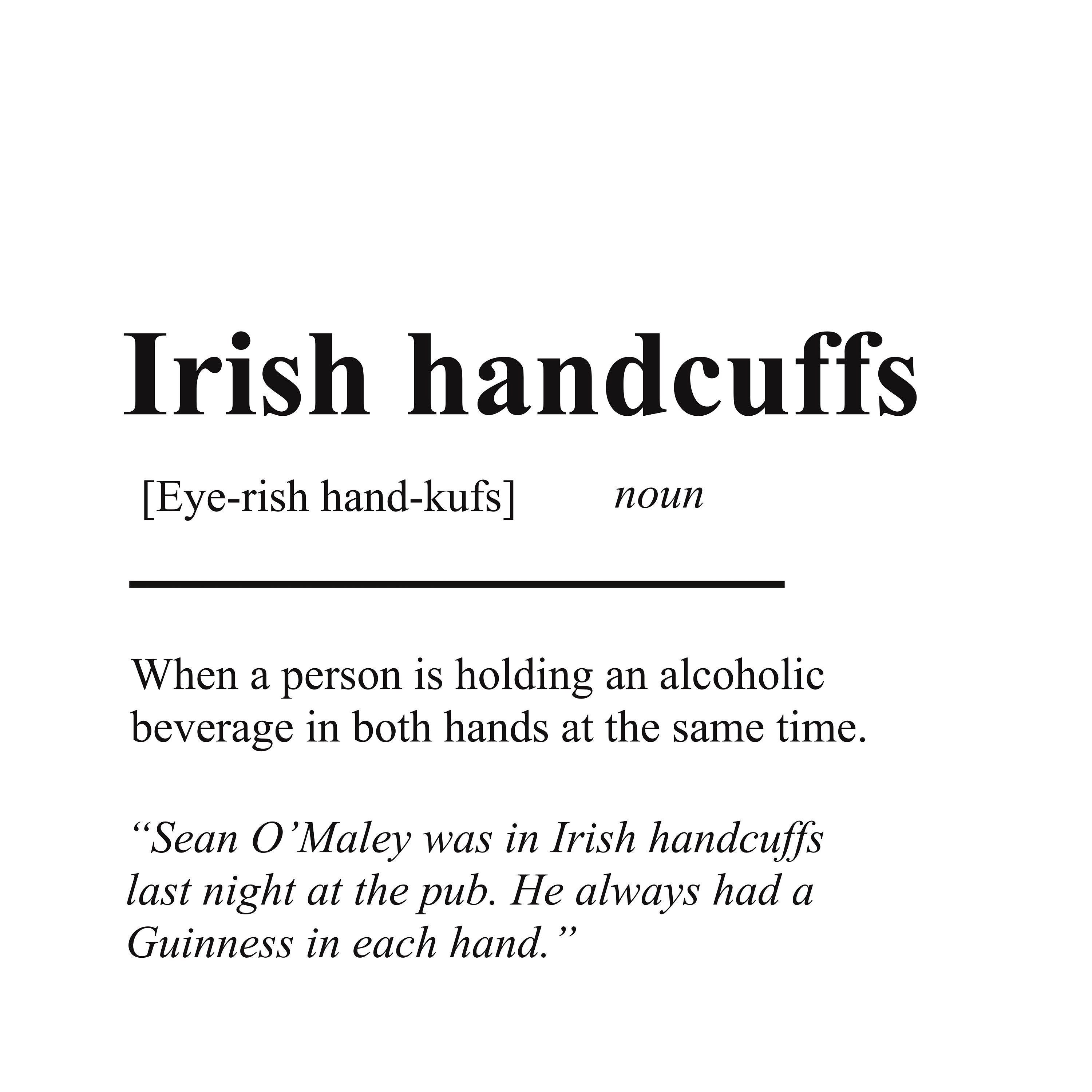 Irish Handcuffs Slang Definition Print Funny Wall Art Etsy UK