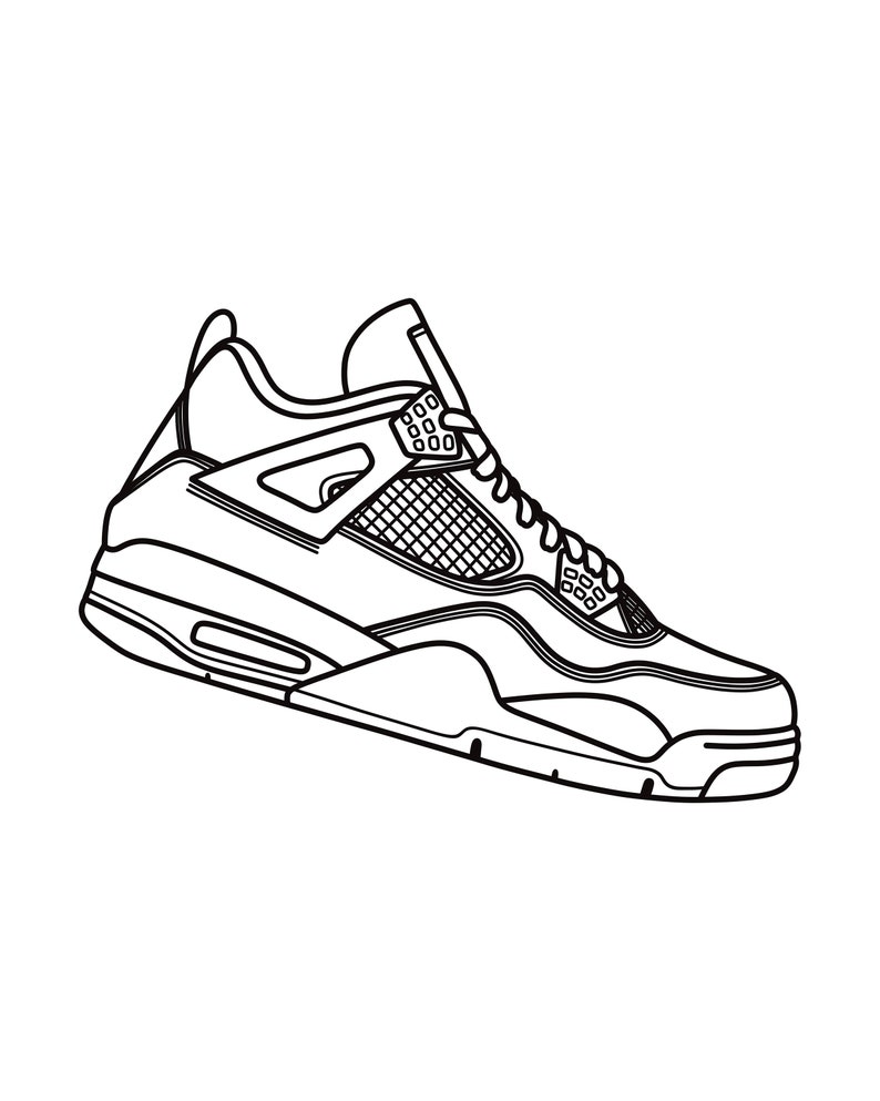 Jordan 4 Outline Sneaker Drawing Printable Wall Art Hypebeast Prints ...