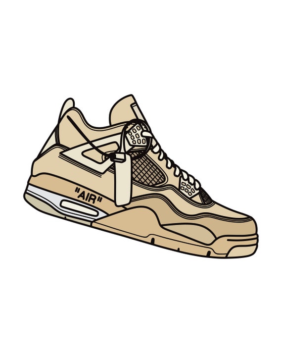 Jordan off White Sneaker Drawing - Etsy