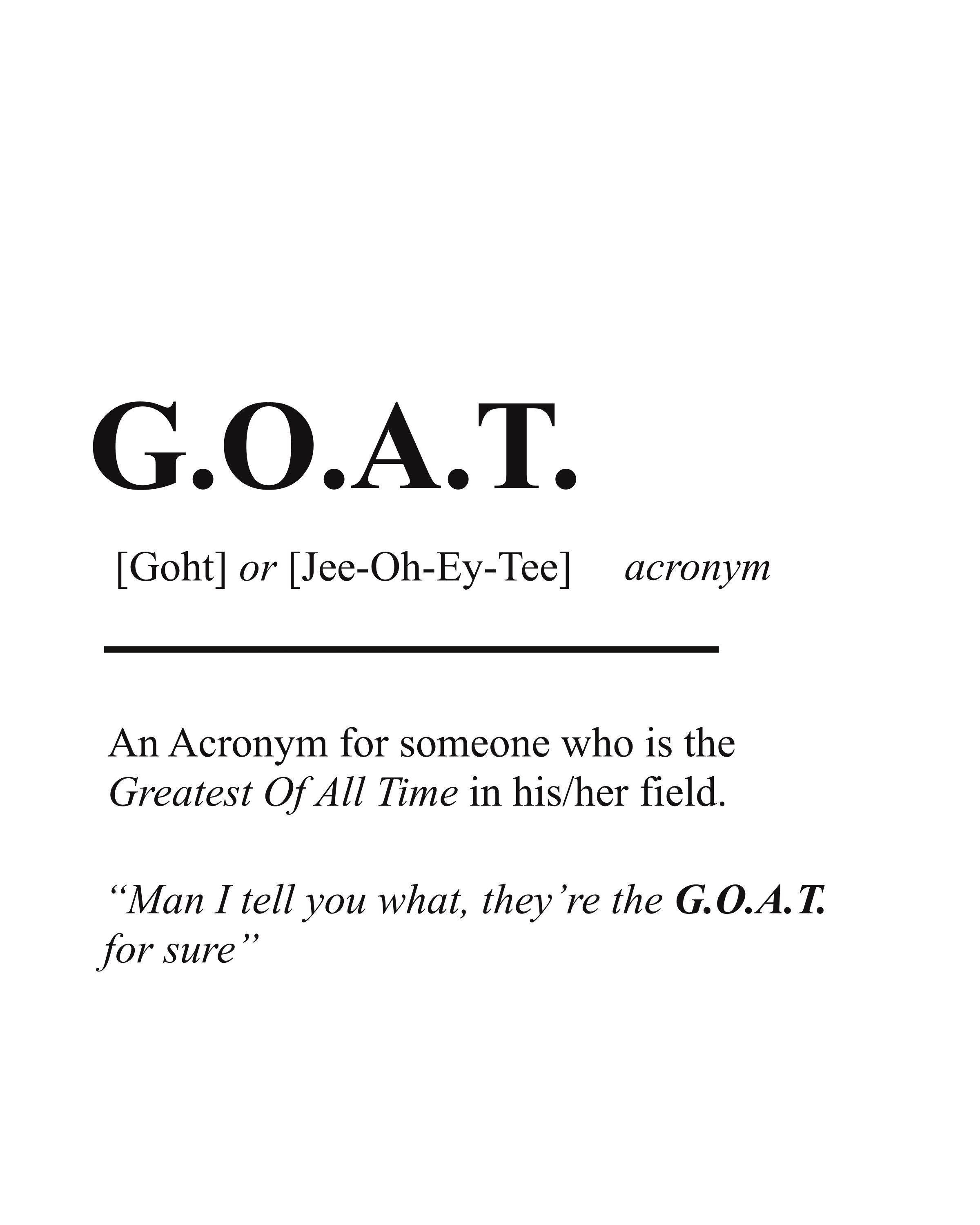 G.O.A.T Slang Definition Print Funny Wall Art Downloadable Etsy