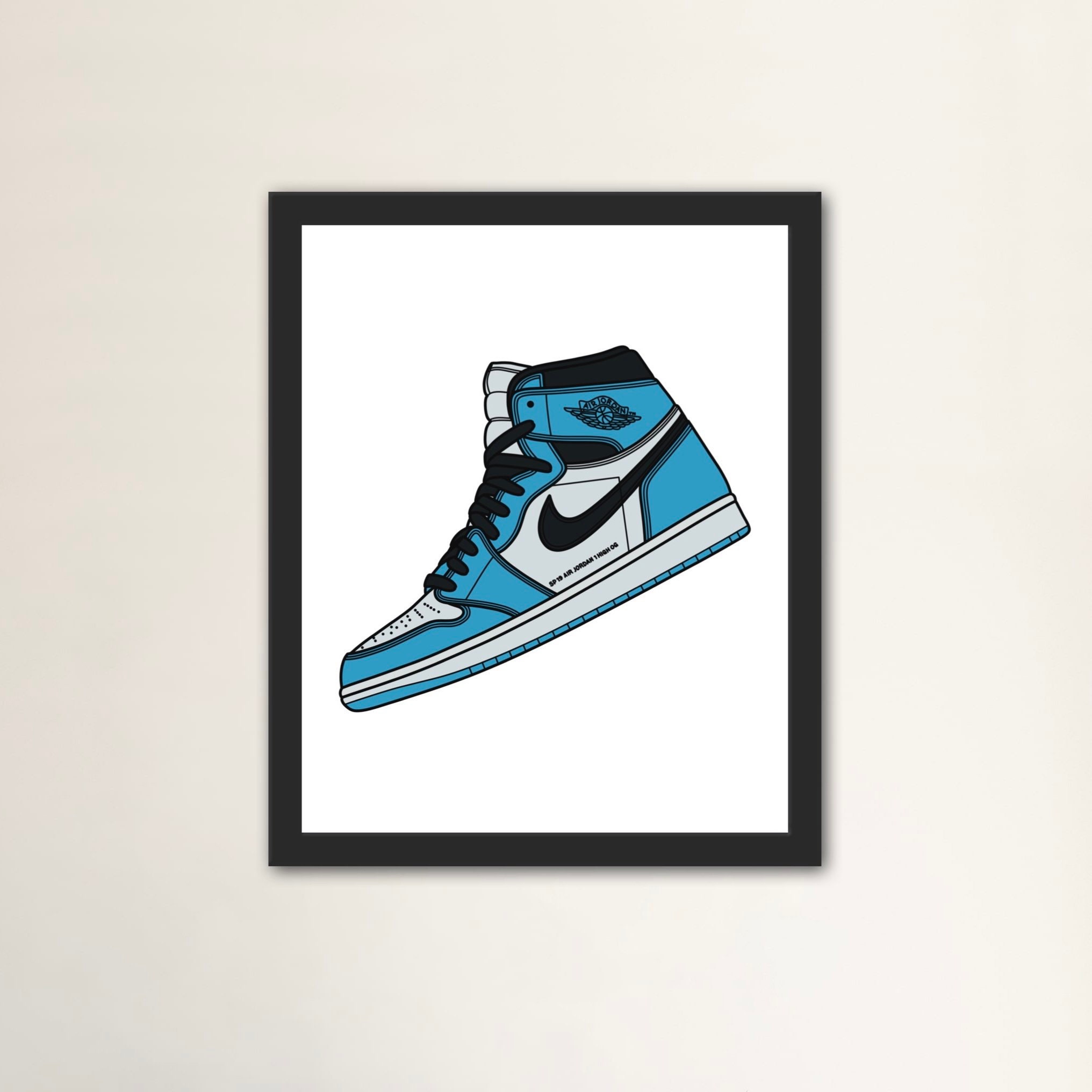 uno comer Bloquear Jordan 1 Sneaker Drawing / Arte de pared imprimible / - Etsy España
