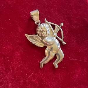 WINGED Vintage 1960s 70s Handmade Sterling Silver Cupid Eros God of Love Design PENDANT