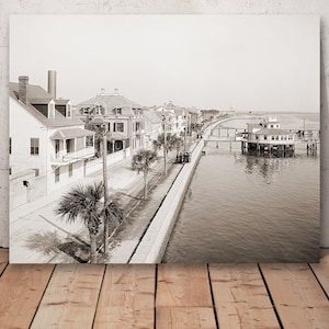Vintage St. Augustine photo, The Sea Wall and Bath House in St. Augustine Florida, historic St. Augustine FL print decor.