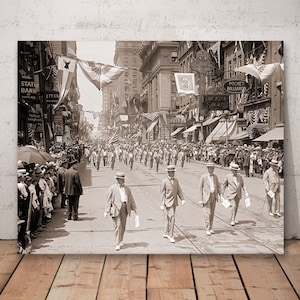 Elk parade, old Baltimore art print, Maryland decor, vintage Baltimore photography.