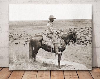 Foto vintage de vaquero tejano: Impresión artística de LS Ranch Day Herder
