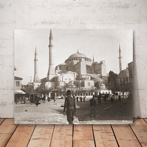 Hagia Sophia mosque, Ayasofya, old Istanbul photo, antique Hagia Sophia wall art, Istanbul photo art print.