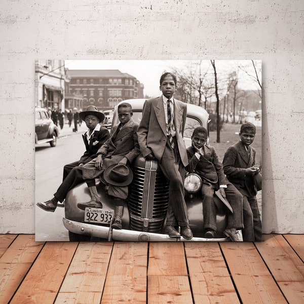 Negro boys on Easter morning, Russell Lee, iconic photo, famous photo, black American photo vintage, FSA photo, black and white photo art.