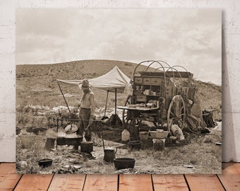 Foto vintage de un cocinero vaquero: Impresión artística de un rancho de Texas
