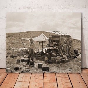 Cowboy cook with his chuck wagon, old Texas art print, vintage cowboy photo, Texas ranch work, cowboys photo, cowboy print, Texas wall art.