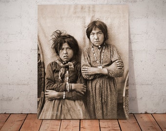 Tlingit Girls Portrait Print: Alaskan Natives, Cooper River, 1903