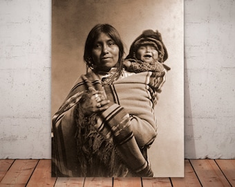 Crow Indian mother and child, Indian Madonna, Native Women, Native Mothers, Mother's day gift.