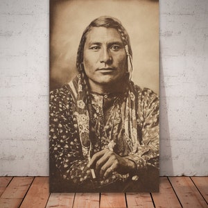 Portrait of Stamp Horn Bull, Absarokee Crow Scout, American Indian man, Crow Indian photo, handsome Native Indian.
