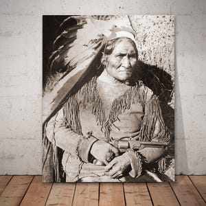 Geronimo Portrait Print: Apachen Häuptling mit Revolver