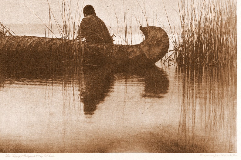 Kutenai Duck Hunter, iconic photo by Edward Curtis, Kutenai Indian, Kutenai tribe, Kutenai Curtis, Edward Curtis art print, Curtis poster. image 3