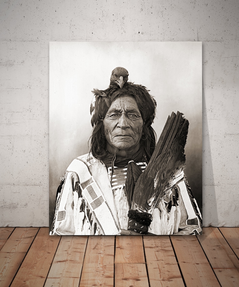 Chief Long Otter Portrait, Crow Nation, Crow Indian Print, Indian Chief