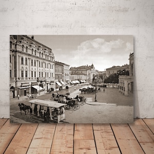 Praça do Teatro dos anos 1900, Bucareste, Romênia, Piața Teatrului Național din București, foto-presente vintage da Romênia.