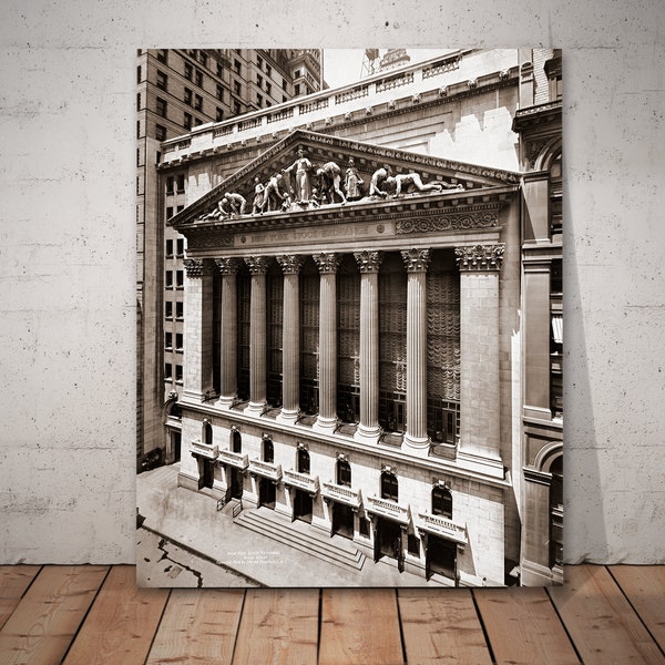 Financial District, Lower Manhattan, Wall Street photo, New York Stock Exchange photo 1900s, old photo office decor.