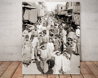 Beirut Lebanon 1900s street photograph, The vegetable market, old Beirut photo, vintage Beirut print, Lebanon home decor, Lebanon photo gift