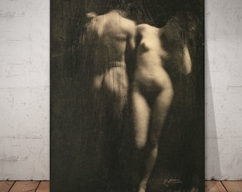 Impresión fotográfica de bellas artes de Adán y Eva - Frank Eugene Chiaroscuro