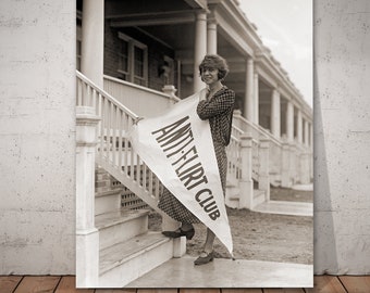 Historical Washington DC art print, Anti-Flirt Club, President Miss Alice Reighly, 1920s, vintage Washington photo.