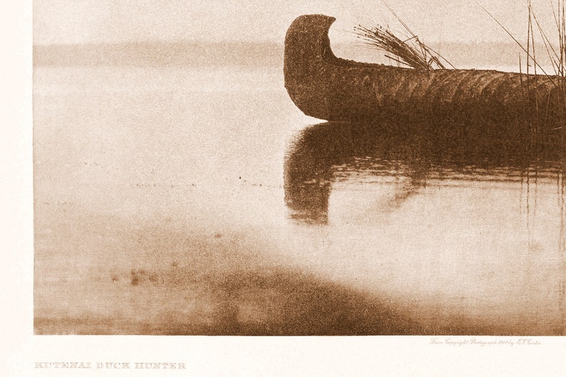 Kutenai Duck Hunter, iconic photo by Edward Curtis, Kutenai Indian, Kutenai tribe, Kutenai Curtis, Edward Curtis art print, Curtis poster. image 4