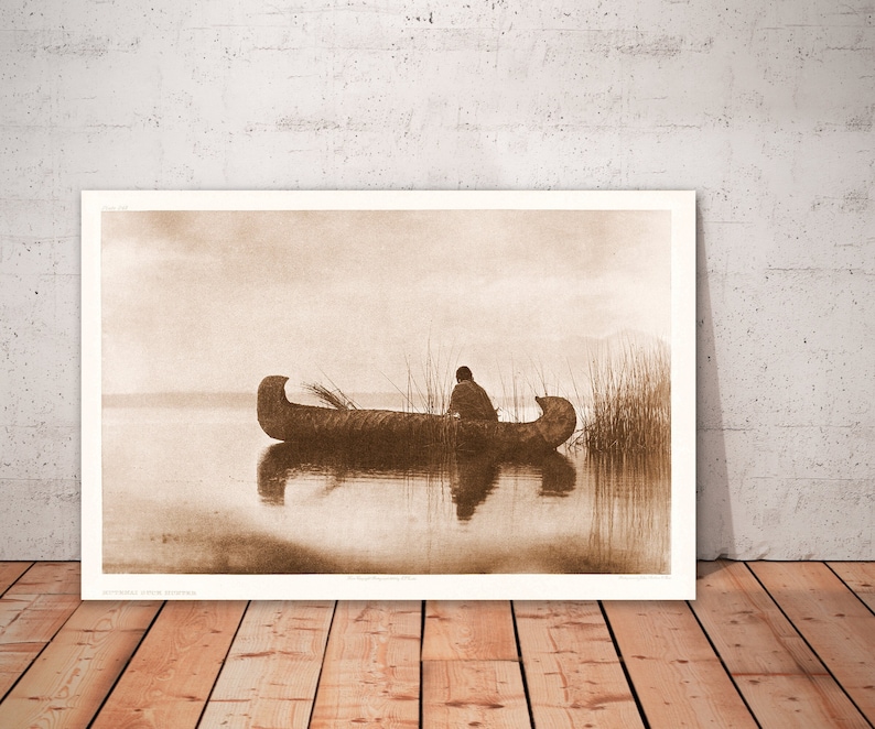 Kutenai Duck Hunter, iconic photo by Edward Curtis, Kutenai Indian, Kutenai tribe, Kutenai Curtis, Edward Curtis art print, Curtis poster. image 1