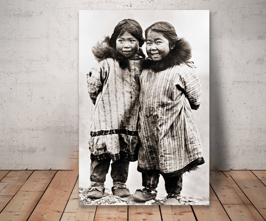 Two Inuit Children, Nome, Alaska. Ca. 1900, Vintage Cute Inuits Photo ...