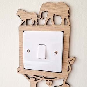 Wooden Safari Animals Light Switch Surround for Kids Room, Jungle Wild Animal Light Decoration, Light Cover Safari Nursery Decor, Baby Room