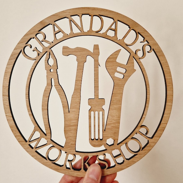 Grandad Sign, Grandad Plaque, Workshop Wooden Plaque, Grandad Fathers Day Gift, Birthday Gift Grandpa Gramps, Man Cave Shed Garage DIY Sign