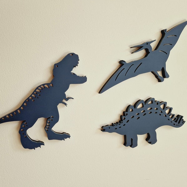 Dinosaur Trio Wall Art, Set of Three Dinosaur Wall Decor Home, Dino Nursery, Kids Bedroom, Jurassic Theme Baby Gift, Childrens Play Room